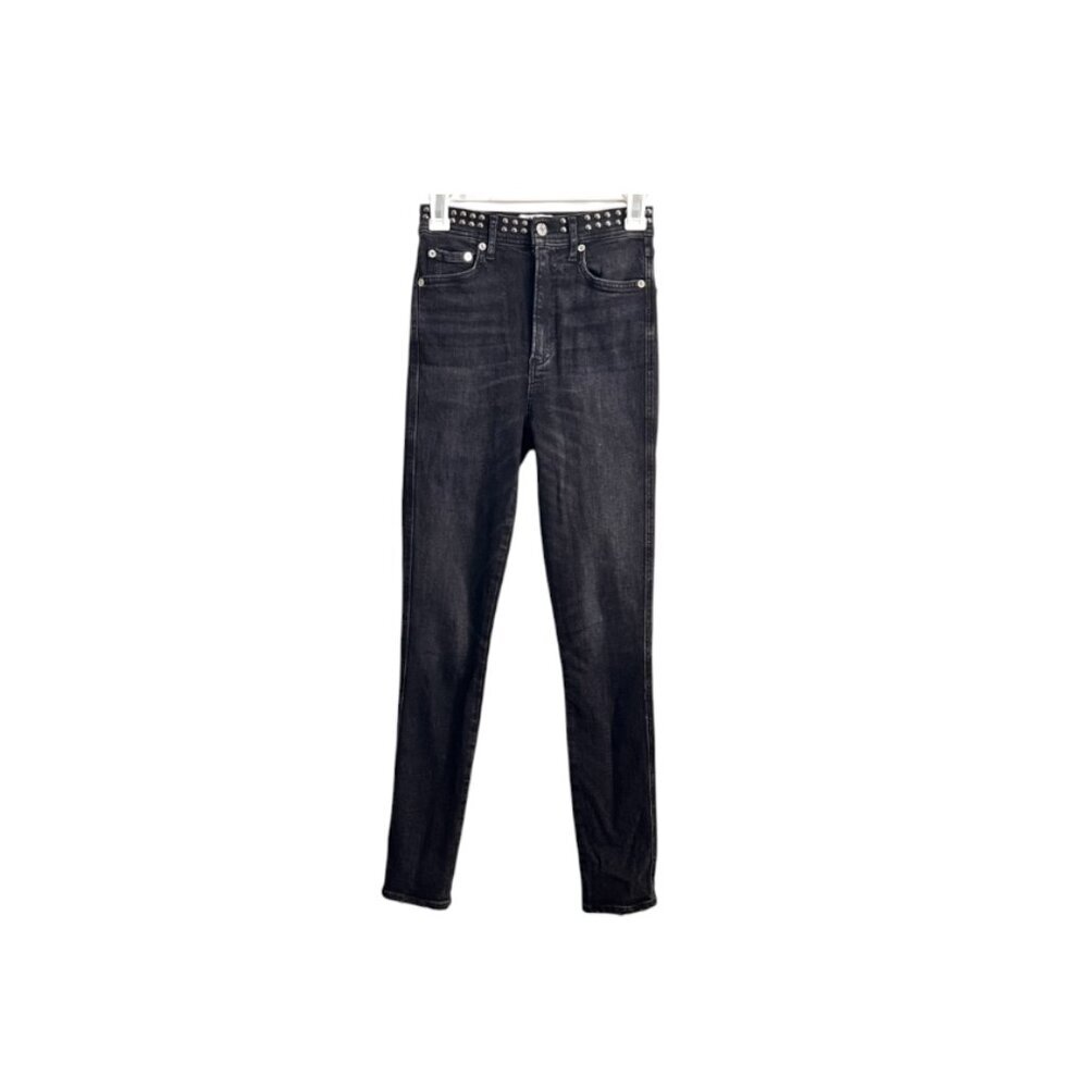 Agolde Womens Jeans Ash Black Studded Waist Skinny Denim #A051C-844